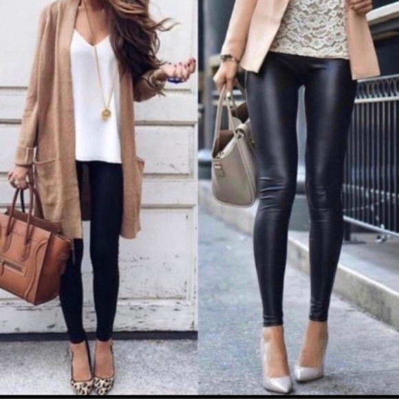 Pants - High Waist Faux Leather Leggings JN4
